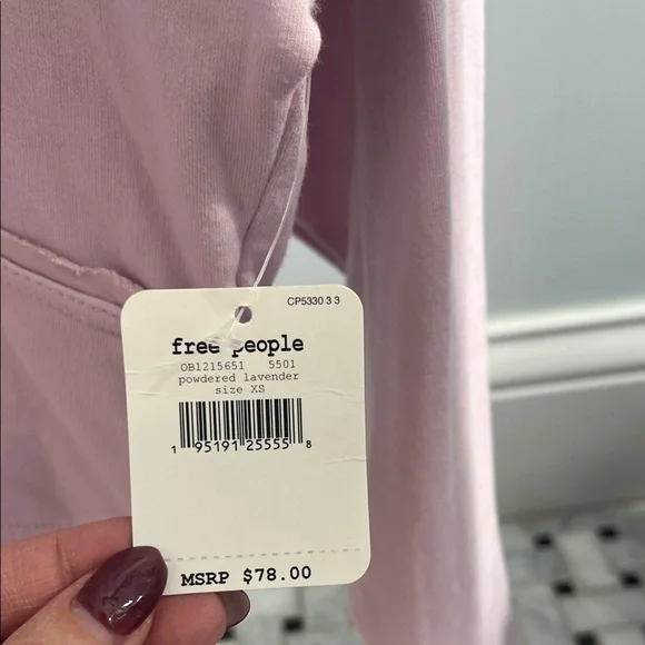 Light Pink Long Sleeve Crop Sweatshirt - Picture 2 of 2